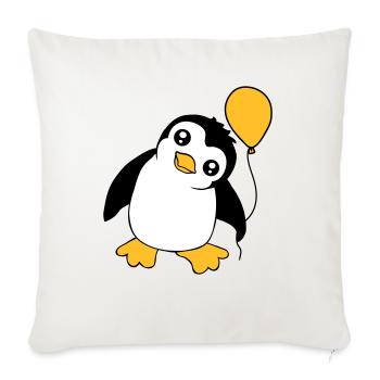 Pingouin ballon mignon, motif enfant mignon - Housse de coussin décorative 45 x 45 cm - blanc nature - Devant