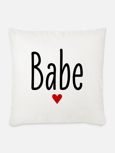Valentinstag, Spitzname, Babe, Herz, Liebe, Paare - Sofakissenbezug 45 x 45 cm - Naturweiß 