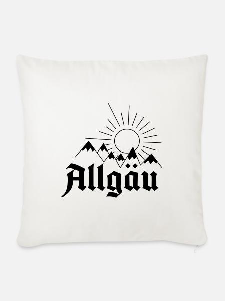 Allgäu Schriftzug mit Bergen und Sonne - Geschenk - Sofakissenbezug 45 x 45 cm - Naturweiß