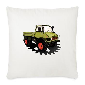 Unimog - Oldtimer - Offroad - Dispositif moteur universel - Housse de coussin décorative 45 x 45 cm - blanc nature - Devant