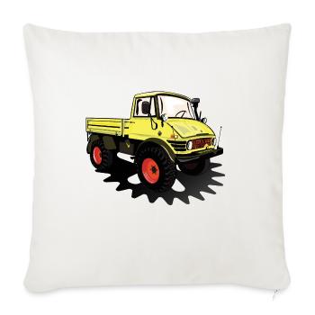 Unimog - Oldtimer - Offroad - Dispositif moteur universel - Housse de coussin décorative 45 x 45 cm - blanc nature - Devant