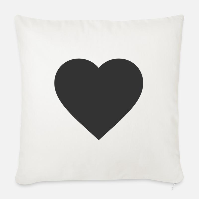 Herz | Schwarz | Geschenkidee - Sofakissenbezug 45 x 45 cm - Naturweiß 