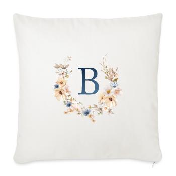 B monogramme, Floral, Boho - Housse de coussin décorative 45 x 45 cm - blanc nature - Devant