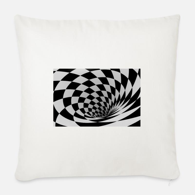 Hypnotische Schwarz-Weiß-Spirale - Sofakissenbezug 45 x 45 cm - Naturweiß