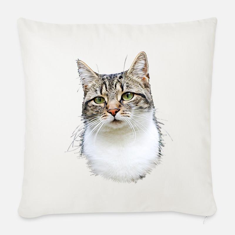 Original - Katzen Portrait - Sofakissenbezug 45 x 45 cm - Naturweiß 