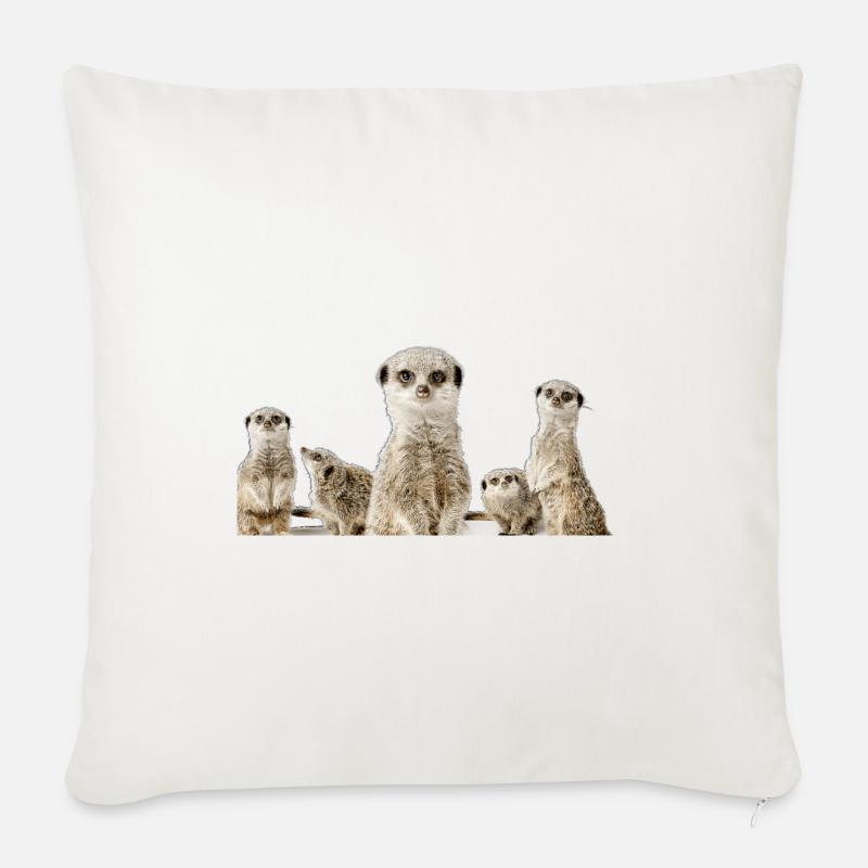 Erdmännchen Familie - Sofakissenbezug 45 x 45 cm - Naturweiß 