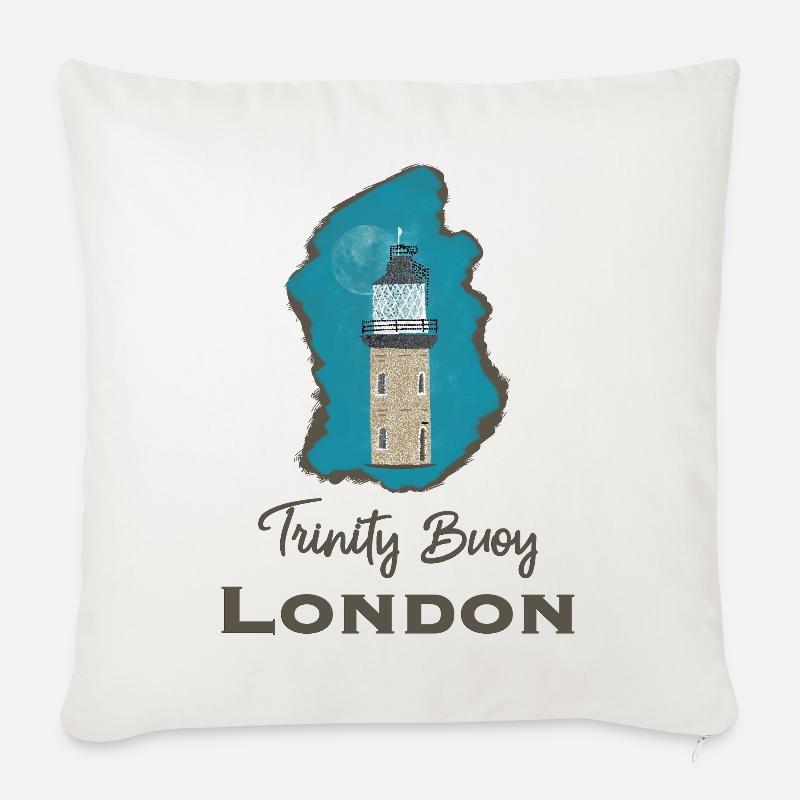 London, Leuchtturm Trinity Buoy, Pixel- Art - Sofakissenbezug 45 x 45 cm - Naturweiß