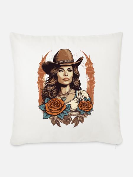 Western Girl - Sofakissenbezug 45 x 45 cm - Naturweiß