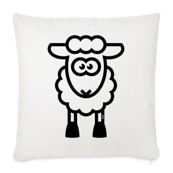 Schaf / Schäfchen / Lamm / Lämmchen (Black) - Sofakissenbezug 45 x 45 cm - Naturweiß  - Vorne