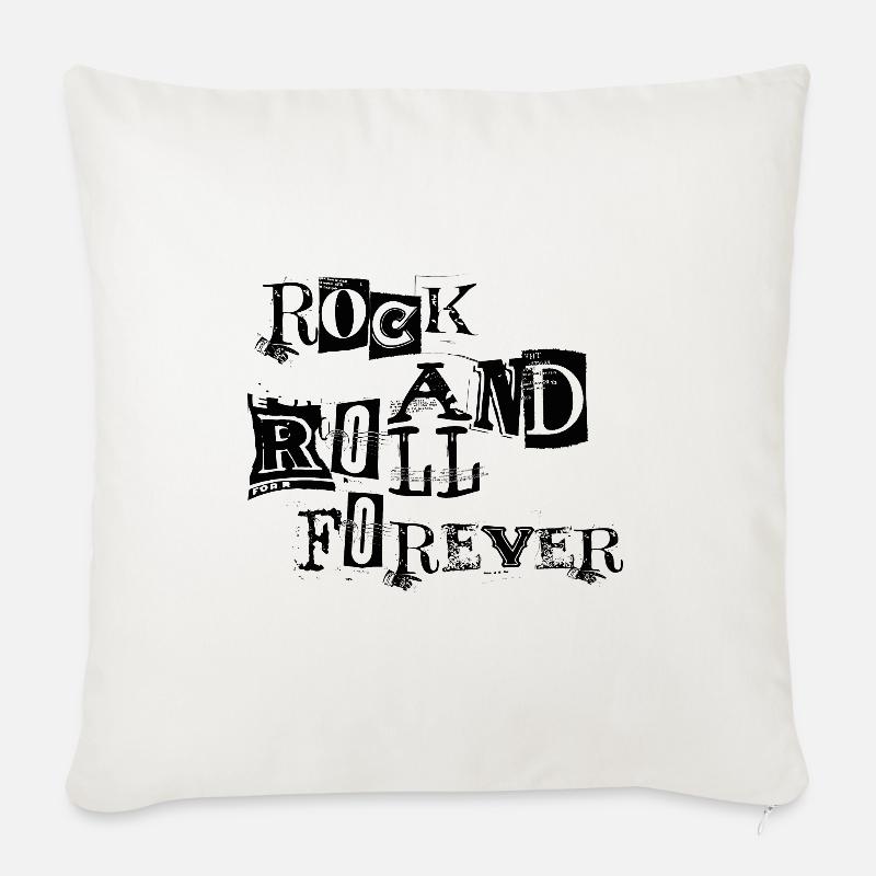 Rock and Roll Forever - Rock éternel - Housse de coussin décorative 45 x 45 cm - blanc nature
