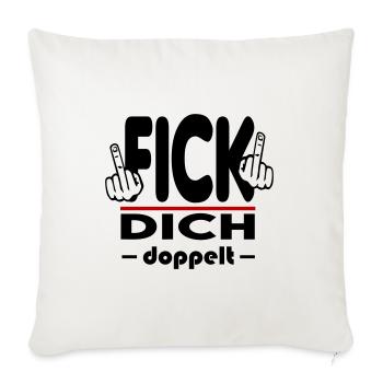Fick Dich doppelt Mittelfinger Fuck Off Sprüche - Sofakissenbezug 45 x 45 cm - Naturweiß  - Vorne