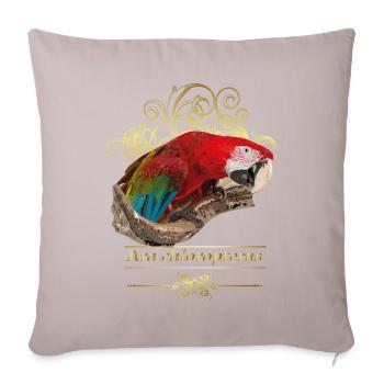 red macaw - Sofa pillowcase 17,3'' x 17,3'' (45 x 45 cm) - light taupe - Front