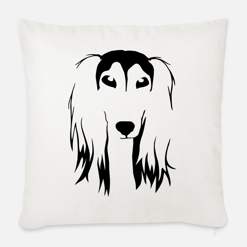 SALUKI - Housse de coussin décorative 45 x 45 cm - blanc nature