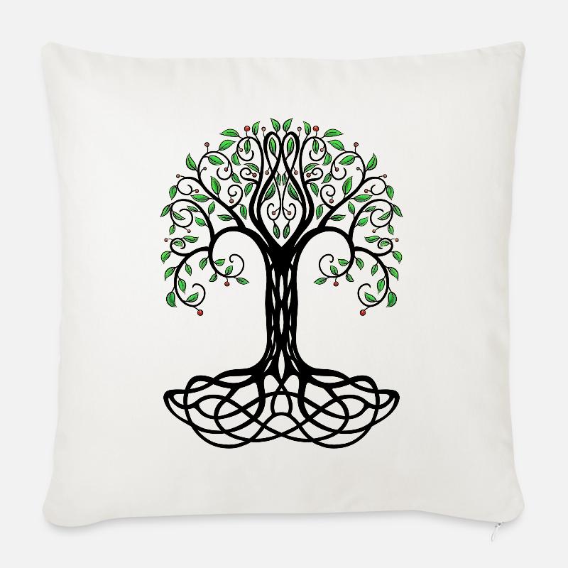 Baum des Lebens - Sofakissenbezug 45 x 45 cm - Naturweiß 