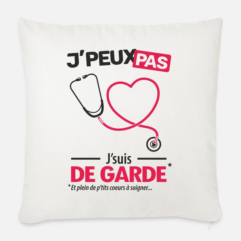 J'peux pas, j'suis de garde - Housse de coussin décorative 45 x 45 cm - blanc nature