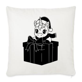 Weihnachts-Einhorn im Geschenk - Sofakissenbezug 45 x 45 cm - Naturweiß  - Vorne