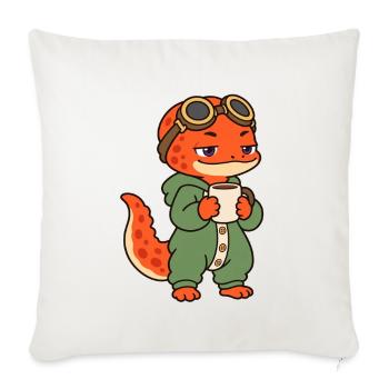 Süßer Kaffeesalamander im Schlafanzug - Sofakissenbezug 45 x 45 cm - Naturweiß  - Vorne