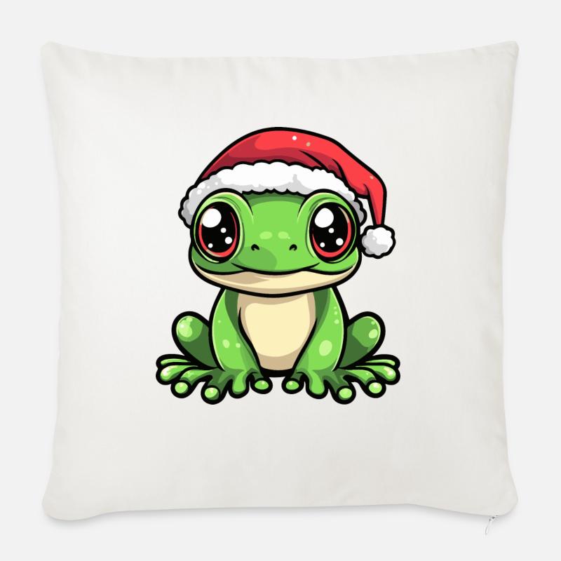 Frosch Weihnachten - Sofakissenbezug 45 x 45 cm - Naturweiß 