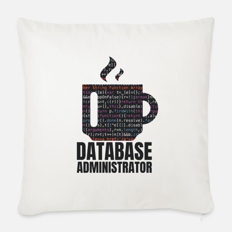 Données de base de données SQL Programmer Administration - Housse de coussin décorative 45 x 45 cm - blanc nature
