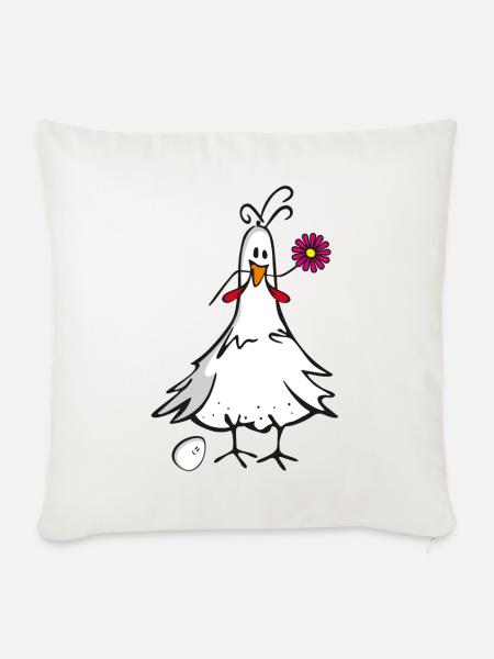 Huhn - Sofakissenbezug 45 x 45 cm - Naturweiß 