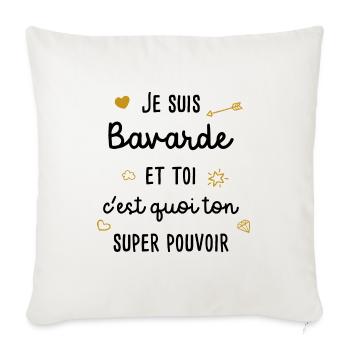 Fille Bavarde Phrase Drôle Super Pouvoir Cadeau - Housse de coussin décorative 45 x 45 cm - blanc nature - Devant