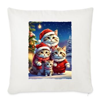 Famille de chats de Noël 1.9 - Housse de coussin décorative 45 x 45 cm - blanc nature - Devant
