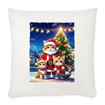Famille de chats de Noël 1.5 - Housse de coussin décorative 45 x 45 cm - blanc nature - Devant