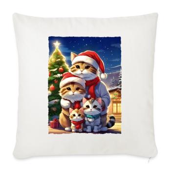 Famille de chats de Noël 1.11 - Housse de coussin décorative 45 x 45 cm - blanc nature - Devant