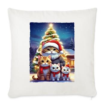 Famille de chats de Noël 1.2 - Housse de coussin décorative 45 x 45 cm - blanc nature - Devant
