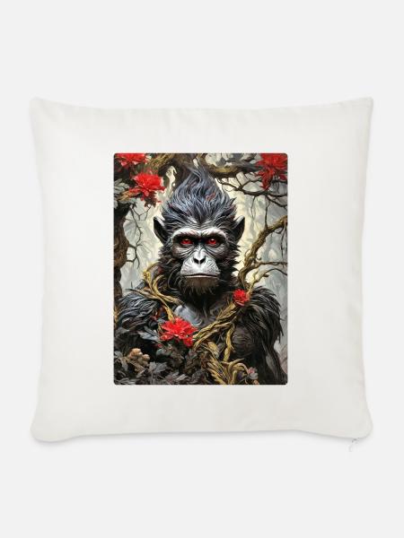 Gruselige Pflanzen Affe 1.2 - Sofakissenbezug 45 x 45 cm - Naturweiß