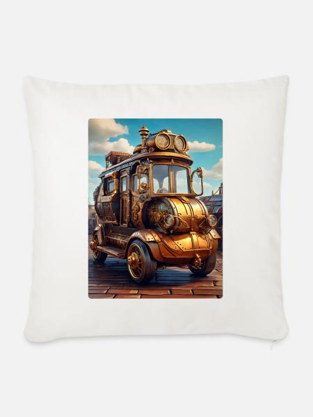 Steampunk Automobile 1.6 - Sofakissenbezug 45 x 45 cm - Naturweiß