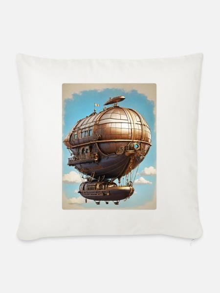 Steampunk Luftschiff 1.6 - Sofakissenbezug 45 x 45 cm - Naturweiß