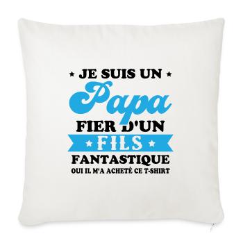 Je suis un papa fier d'un fils, Cadeau papa - Housse de coussin décorative 45 x 45 cm - blanc nature - Devant