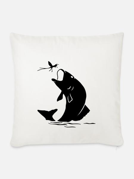 Fliegenfischen Angeln Fisch Insekt Geschenk - Sofakissenbezug 45 x 45 cm - Naturweiß