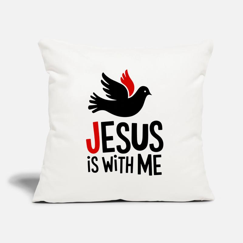 Jésus est avec moi Housse de coussin décorative 45 x 45 cm
