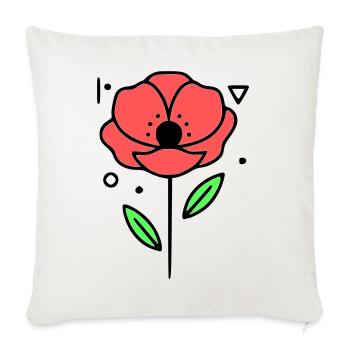 Poppy-Poppies-Minimalist-Line-Art-3 - Sofa pillowcase 17,3'' x 17,3'' (45 x 45 cm) - natural white - Front