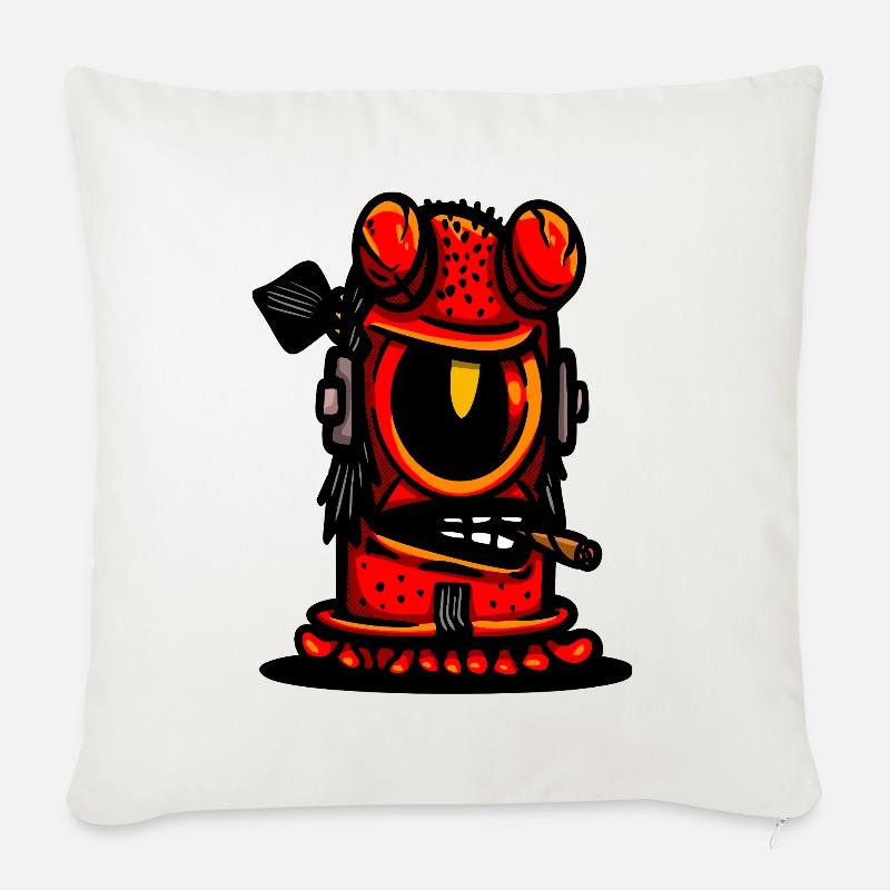 Red Devil Cigar Karikatur - Sofakissenbezug 45 x 45 cm - Naturweiß 