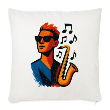 Saxophon – Jazz – Musik - Sofakissenbezug 45 x 45 cm - Naturweiß  - Vorne