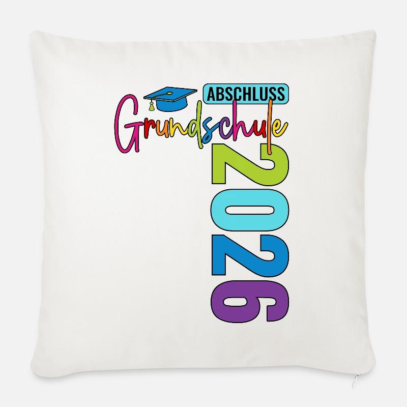Abschluss Grundschule 2026  - Sofakissenbezug 45 x 45 cm - Naturweiß 