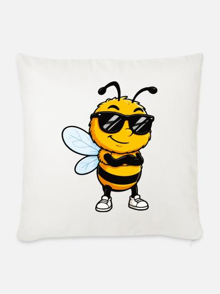Sonnenbiene mit Stil - Sofakissenbezug 45 x 45 cm - Naturweiß