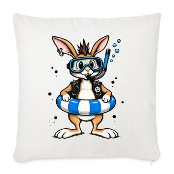 Bunter Punk Hase Taucher mit Rettungsring - Sofakissenbezug 45 x 45 cm - Naturweiß  - Vorne