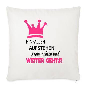 krone_weiter_gehts_4 - Sofakissenbezug 45 x 45 cm - Naturweiß  - Vorne