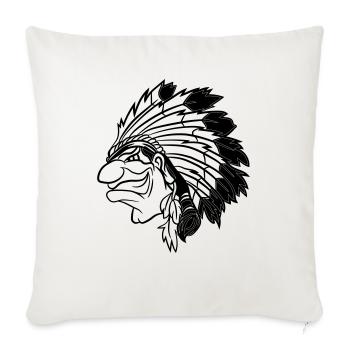 Chef indien souriant astucieusement dessin animé monochrome - Housse de coussin décorative 45 x 45 cm - blanc nature - Devant