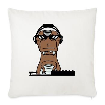 Cool DJ dinosaure T-Rex mixer Musique de fête - Housse de coussin décorative 45 x 45 cm - blanc nature - Devant