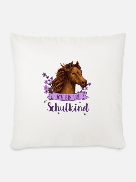 Schulkind 2024 Pferd 1. Klasse Stern Einschulung - Sofakissenbezug 45 x 45 cm - Naturweiß 