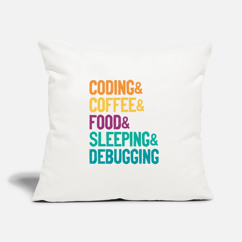 Coding Coffee Food Sleeping Debbuging Programmer C Sofakissenbezug 45 x 45 cm