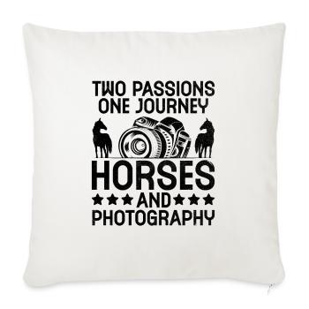 Photographie de cheval Équitation Chevaux Hobby Ph - Housse de coussin décorative 45 x 45 cm - blanc nature - Devant