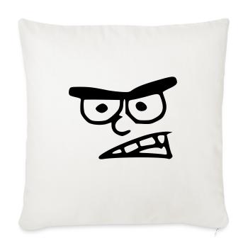 Emoji böse Skizze schwarz - Sofakissenbezug 45 x 45 cm - Naturweiß  - Vorne