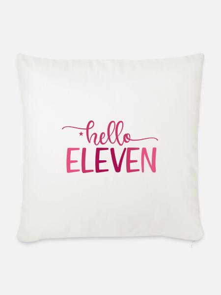 Elfter Geburtstag 11 Mädchen Eleven Herz Elf Jahre - Sofakissenbezug 45 x 45 cm - Naturweiß 
