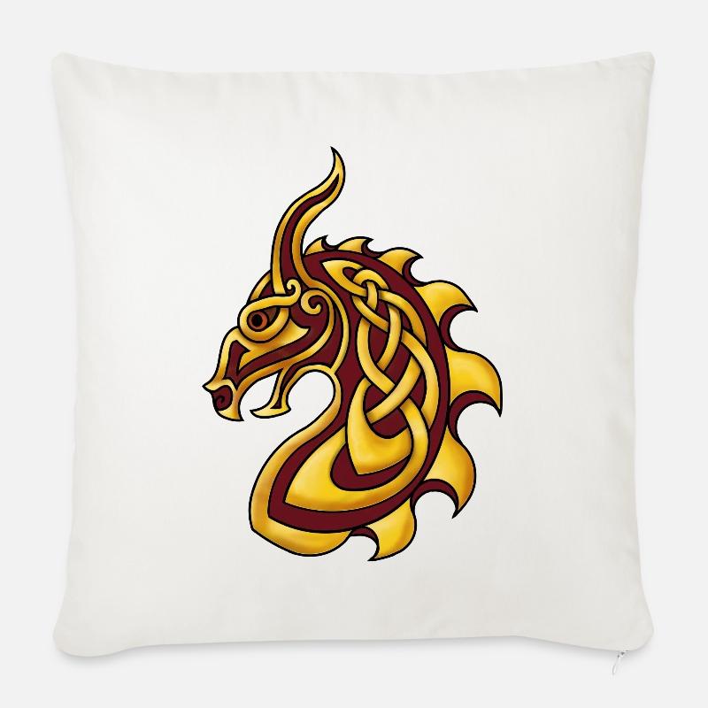 Celtic Dragon Rotgold - Sofakissenbezug 45 x 45 cm - Naturweiß 